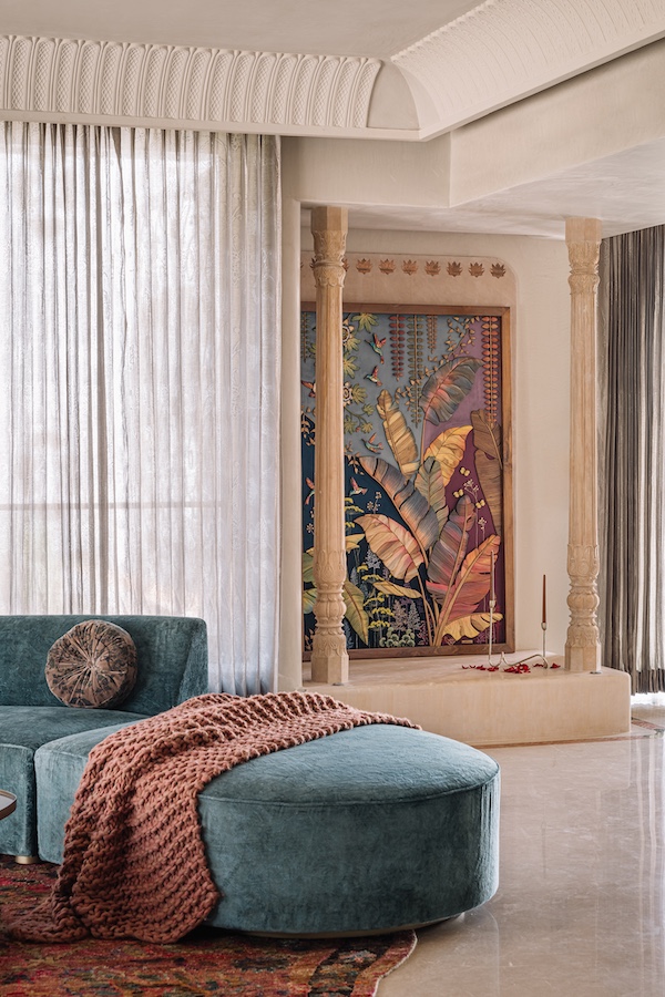  The mandir is a creative exploration of materials, colours and patterns that push the boundaries of traditional designs while still creating a spiritual atmosphere (Image credits: Ishita Sitwala) 
