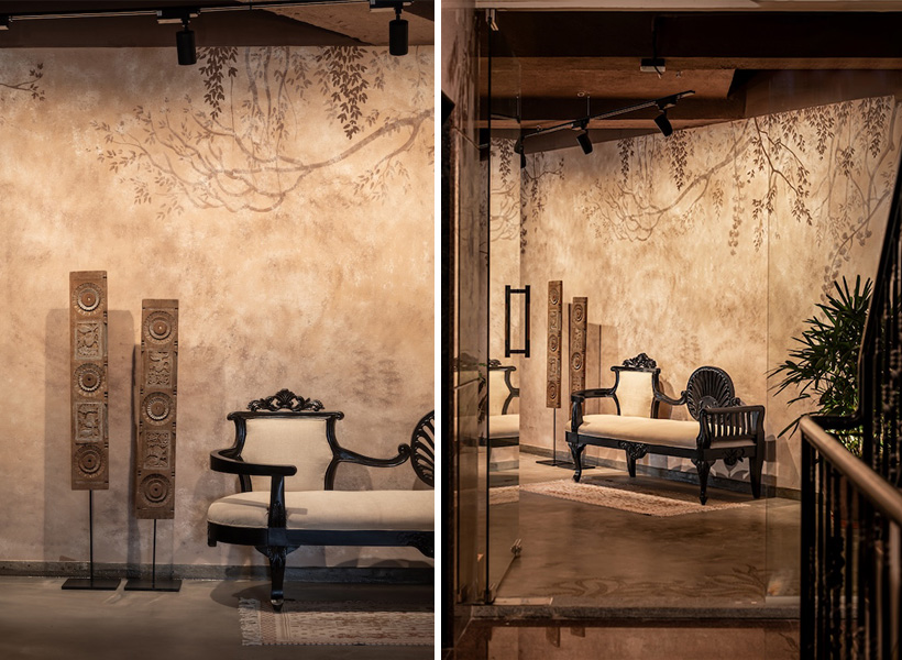 vintage room, wooden sofa