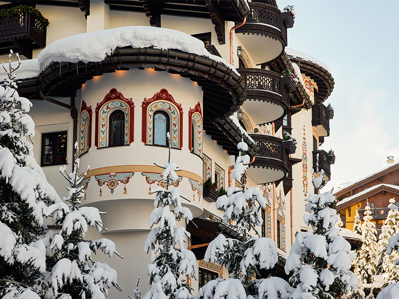 The Austro-Hungarian exteriors of Les Airelles are palatial and add to the grandeur of the hotel. (Image Credit: Les Airelles)