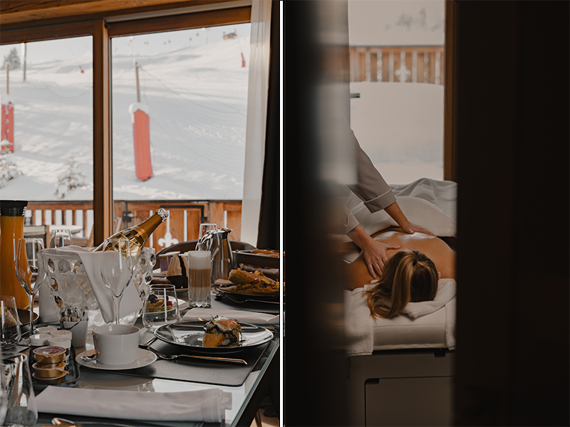Gourmet dining and wellness experiences at Hotel Ultima. (Image Credit: Ultima Hotel Courchevel)
