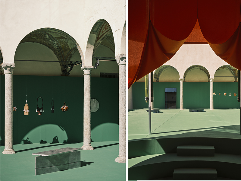 Gucci’s ‘Bamboo Encounters’ at Chiostri di San Simpliciano bridge the gap between heritage and artistic flair. (Image Credits: Courtesy of Gucci) 