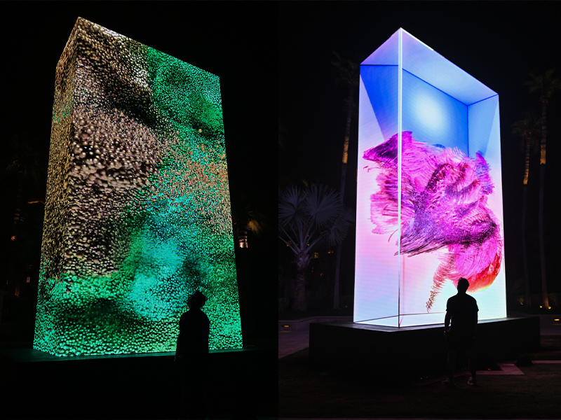 Installation view of Mother Earth by Ouchhh Studio, 2025, Digital installation; (Image credits of Cedric Ribeiro, Getty Images for Art Dubai)