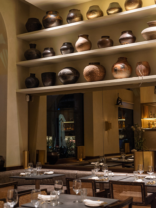 Numerous earthen pots make skilful decor at Cittamani. (Image Credit: Cittamani) 