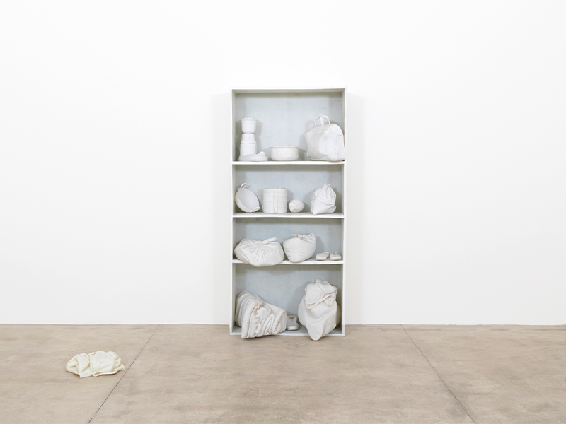 Installation view of Future Remains by Sudarshan Shetty, 2024, Cast in polyester resin with marble dust; (Image courtesy of Galerie Krinzinger & the artist, Photo: Carmen Alber)