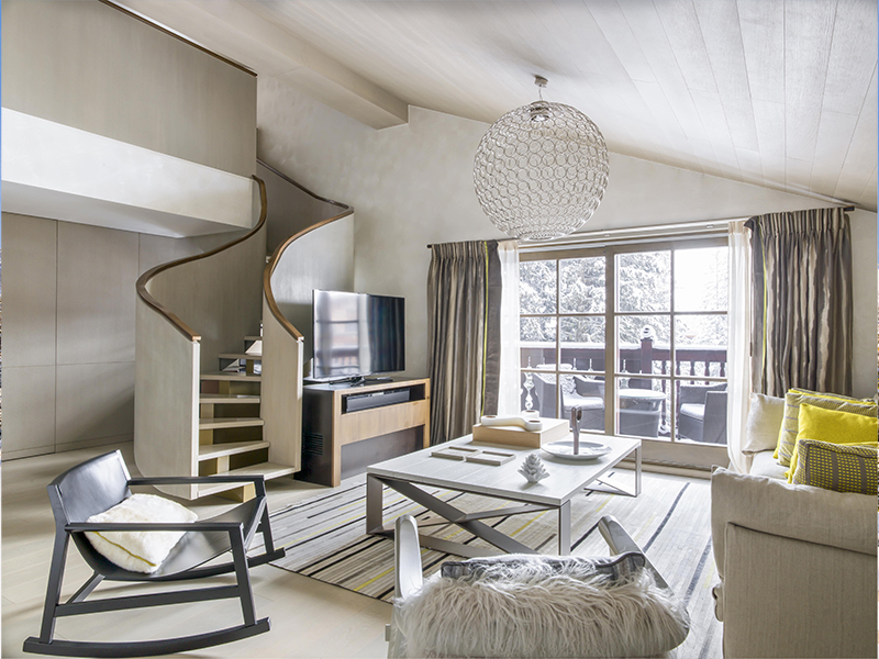 The living area of the duplex suite at Cheval Blanc. (Image Credit: Cheval Blanc)