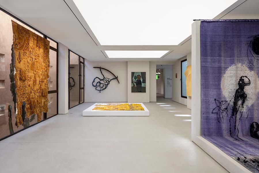 The ‘Weave’ section within the gallery features installations by Serge Attukwei Clottey and Amina Agueznay. (Image Credits: Ayoub El Bardii) 