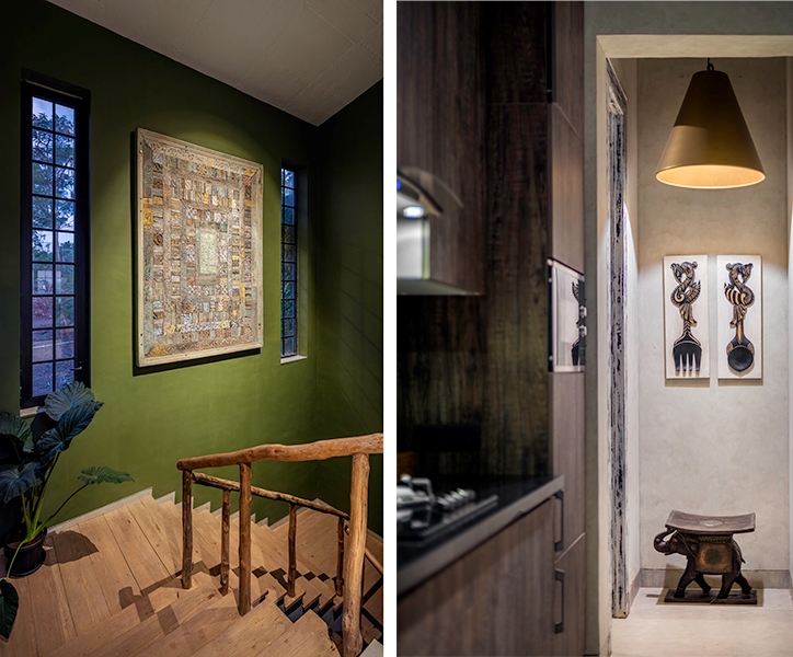 A serene bedroom featuring a Ralph Moretti-designed bed and side tables, muted-toned walls by Asian Paints, and soft furnishings from Plank and Weave. (Image Credits: Retiesh Ramaiyah)