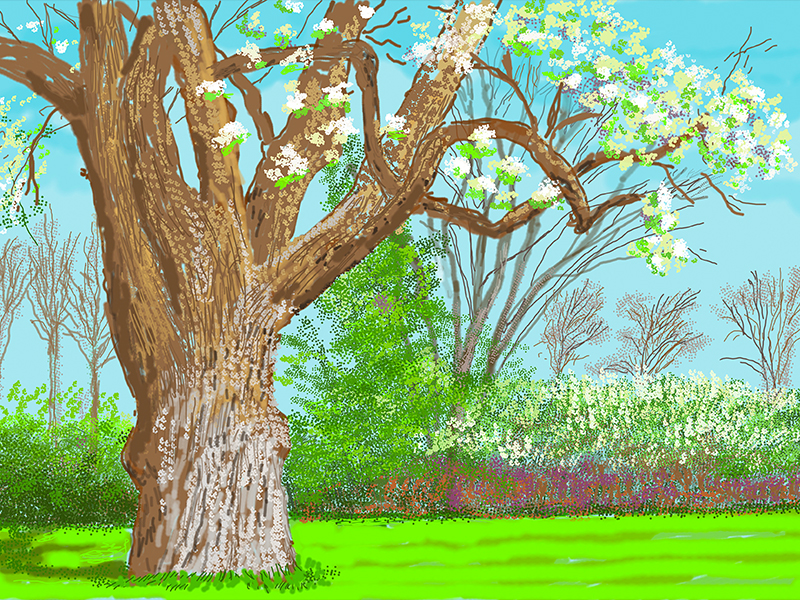 ‘27th March 2020, No.1,’ by David Hockney 2020, An iPad painting (Image Credit: Fondation Louis Vuitton)

