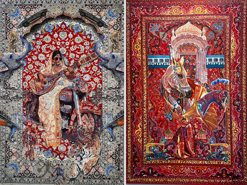 Left: ‘An Empty Tune’ by Abhay Sehgal. 60 inches x 50 inches. Oil on Canvas. Right: Parallel Path by Abhay Sehgal. 60 inches x 40 inches. Oil on Canvas (Image Credits: Artist) 