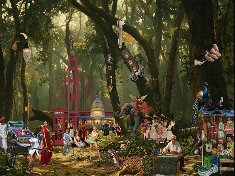 Jungle and Architecture by Abhay Sehgal, Oil on Canvas. (Image Credits: Artist) 