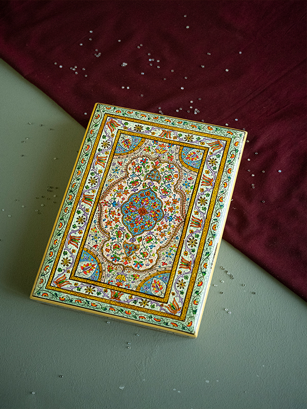 Papier-Mâché Utility box created by Kashmiri Artist Niyaz Ahmad for The India Craft House Price: ₹ 6080 (Image Credits: The India Craft House)