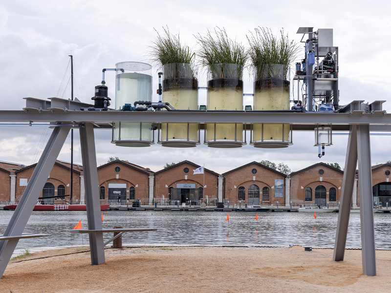 Canal Cafè by Aaron Betsky and Davide Oldan, 2025 (Image Credits: Marco Zorzanello, Courtesy of La Biennale di Venezia)