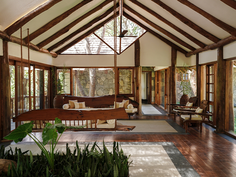 Ramapuram's approach embodies a careful synthesis of old rafter ceilings with an innovative open-plan layout to enhance the integrity of cultural practices. (Image Credits: Earthitects)