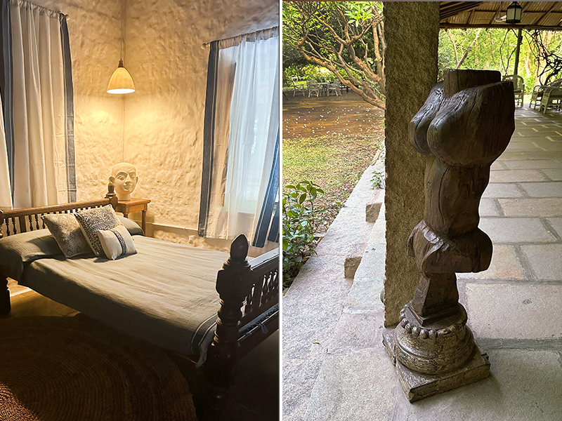 The furniture is minimalist and functional, with a focus on handcrafted, sustainable materials, with pieces from her collection. (Image Credits: Shama Pawar)