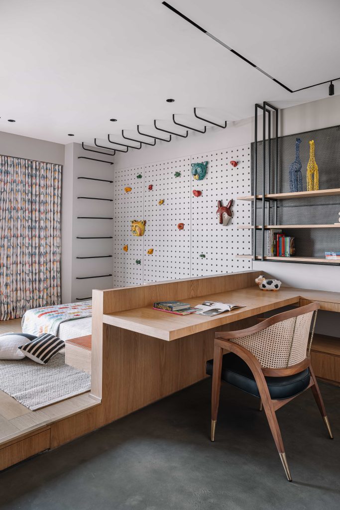 The kids' room is styled with elements from Zookeeper, and the furniture is custom-made by KBP Interior Projects. (Image Credits: Ishita Sitwala)
