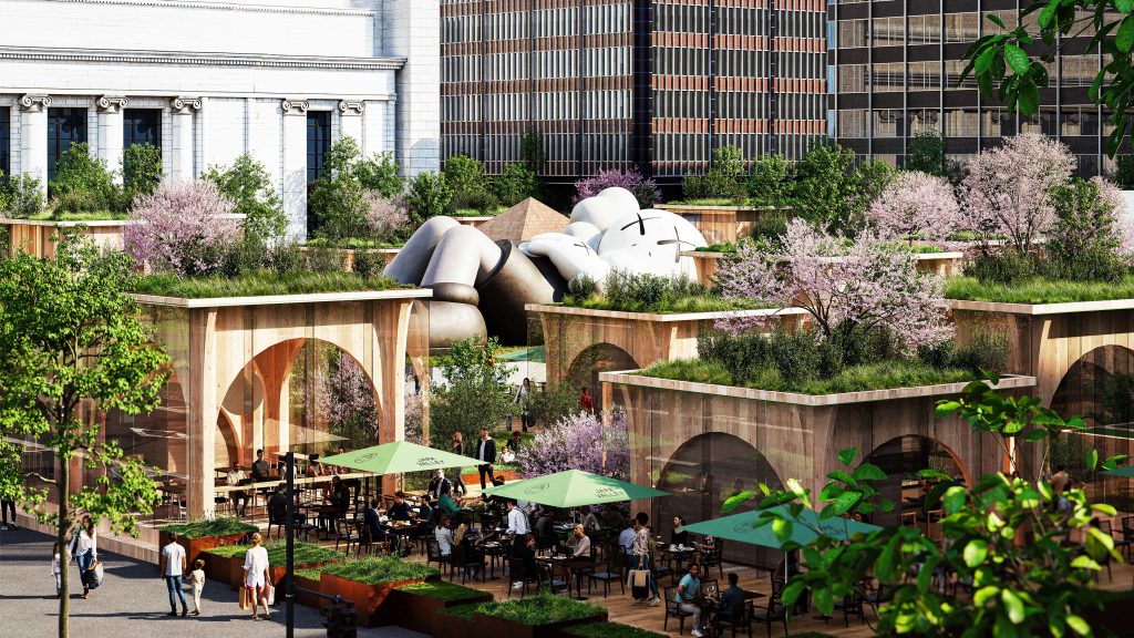 A series of timbre-clad assemblies pays homage to the traditional homes in the region.  (Image Credits: JAPA VALLEY TOKYO)
