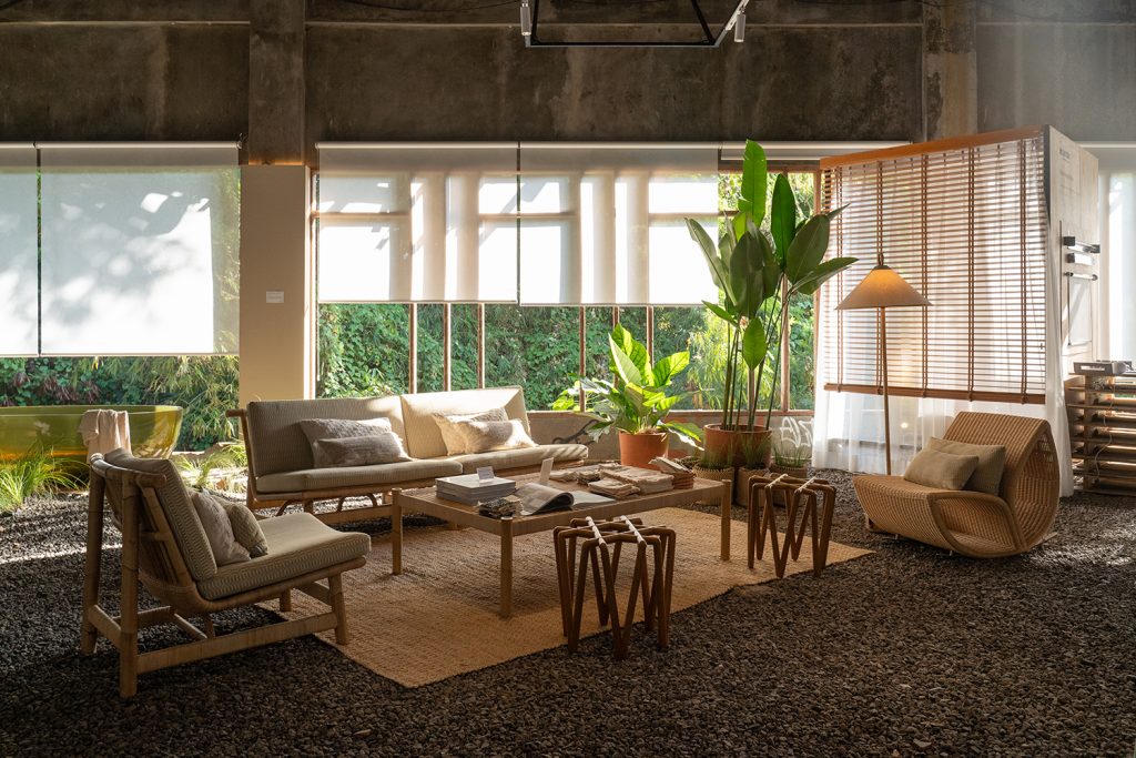 A cosy, thoughtfully styled living space by Sonne brings warmth and intimacy to Jia CURATED 2024. (Image Credits: Alvin Tjitrowirjo)
