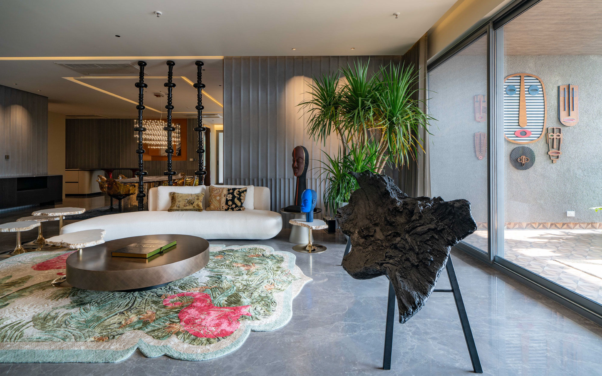 The apartment features an open-plan layout that seamlessly blends living, dining, and leisure spaces, creating a harmonious flow infused with natural light. (Image Credits: The World Experience Centre)