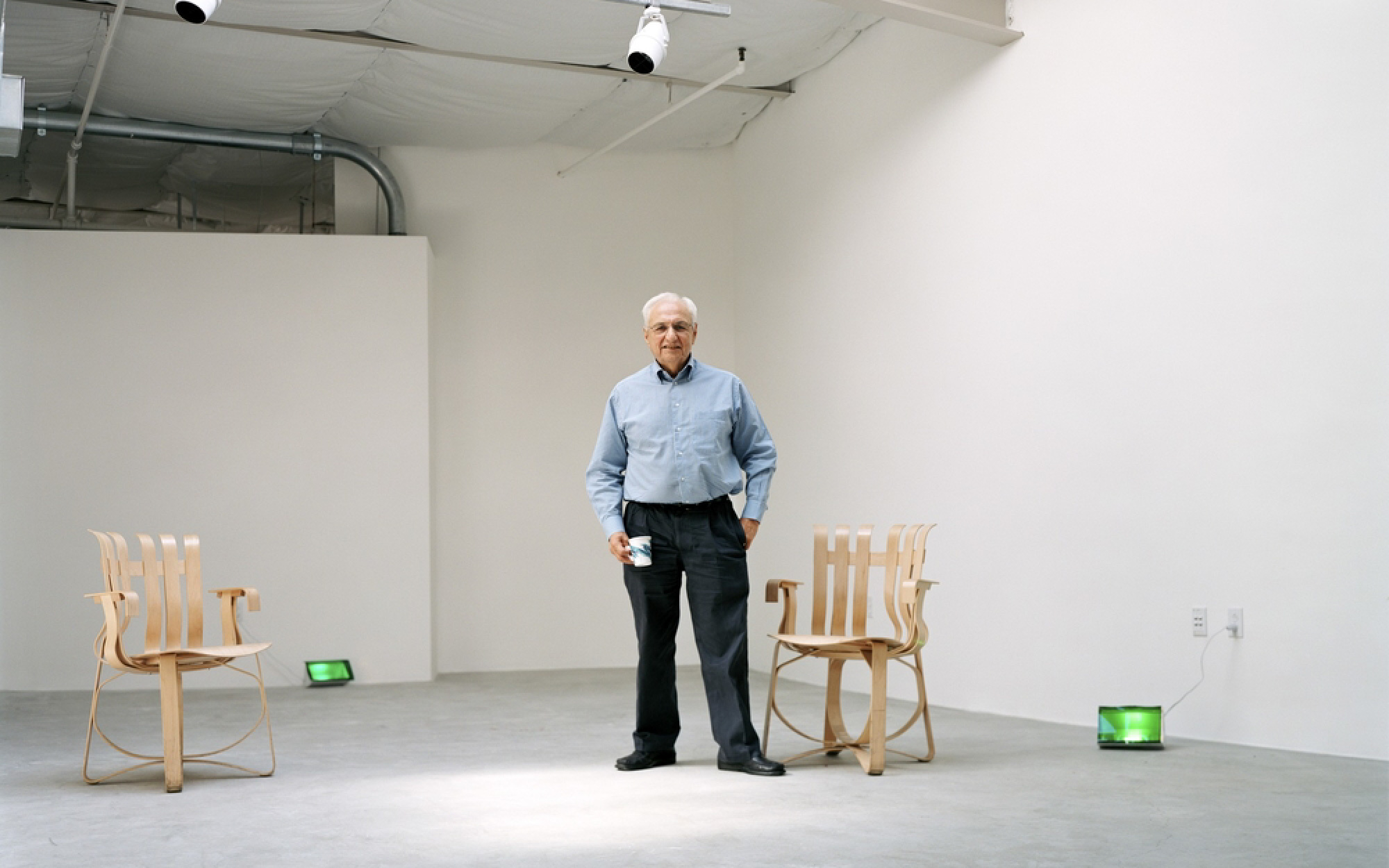 The chairs are part of Gehry's Bentwood furniture collection, created in the early 1990s. (Image Credits: Amanda Friedman)