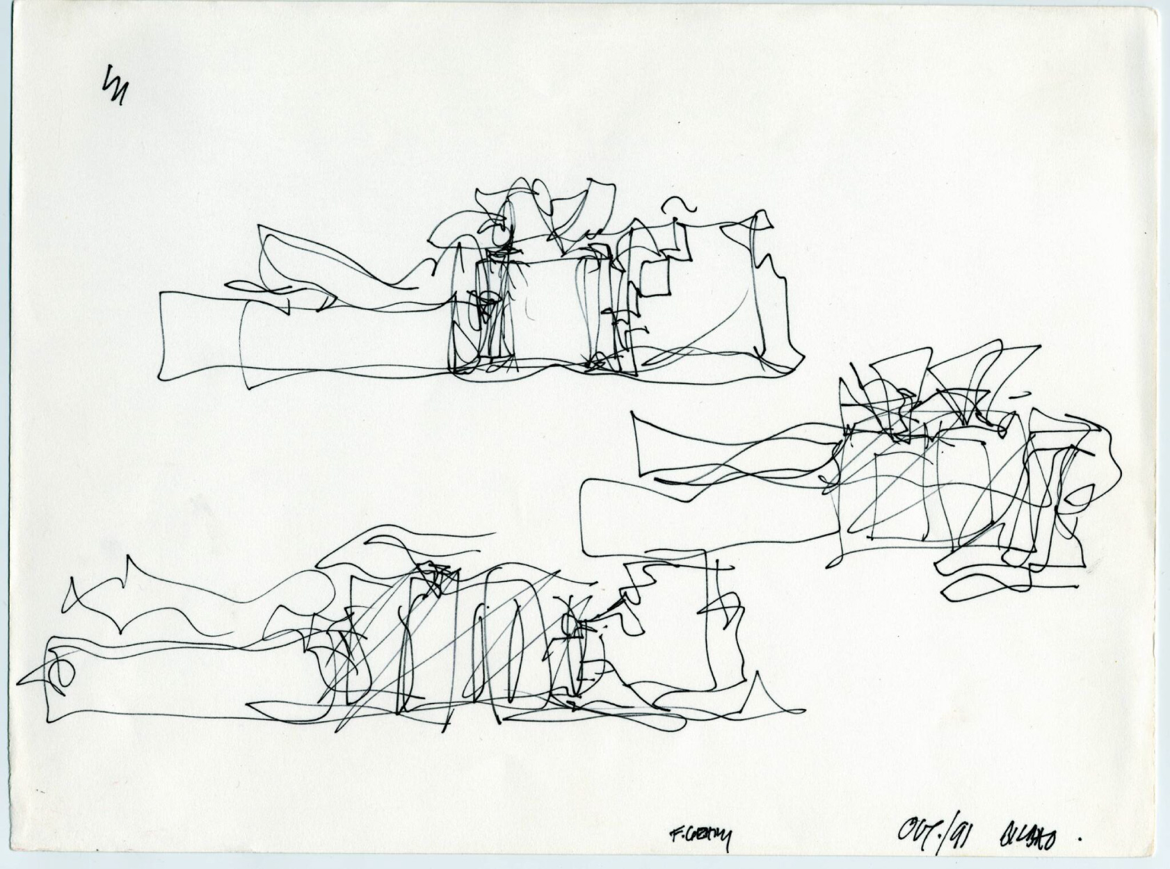 There’s something incredible about seeing Frank Gehry’s earliest scribbles next to the buildings they eventually became. This is a sketch of the Guggenheim Museum Bilbao in Spain. ((Image Credits: Frank O. Gehry and Gehry Partners, LLP)
