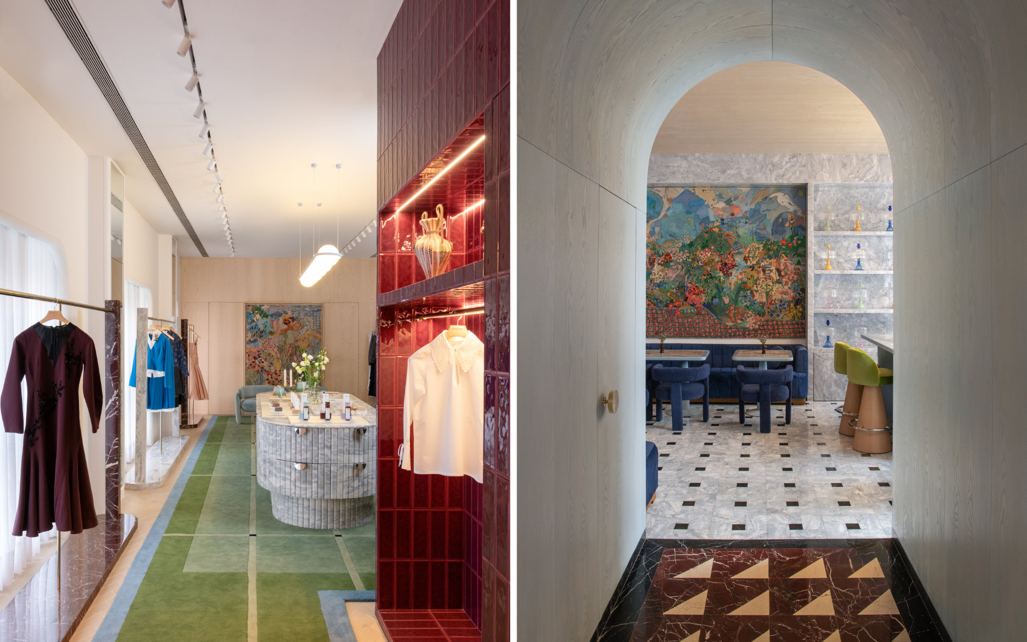 Elements of earth, air, light and water are brought into dialogue through craft and the intuition of making. Akin to a contemporary gallery, the Chorus store highlights craft through large-scale textile works by the Chorus Collective. (Image Credits: Saurabh Suryan)